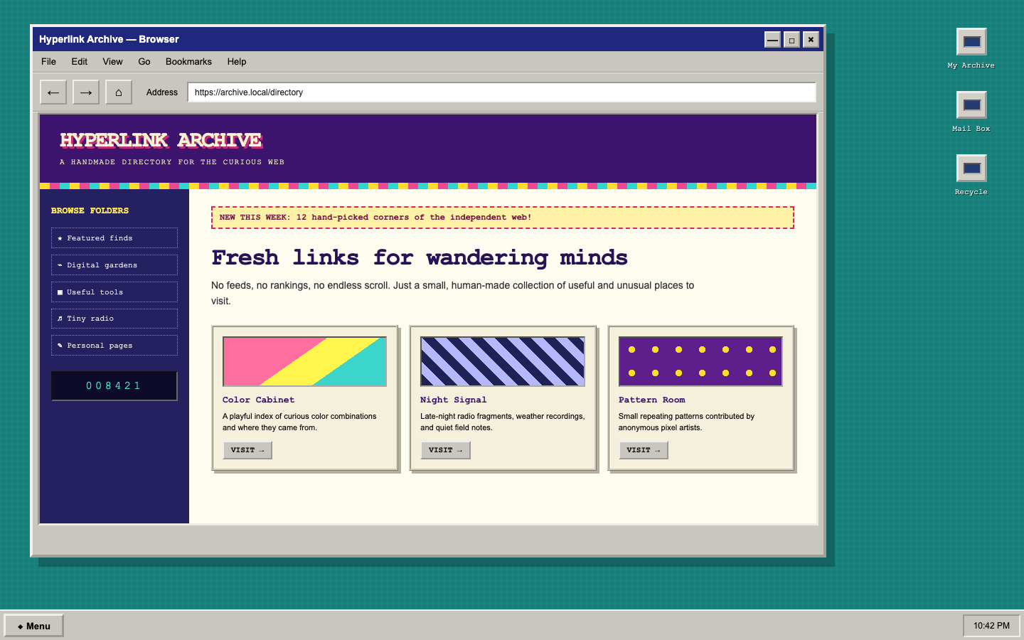 Illustrative travel planning website using generic 1990s desktop windows, beveled controls, and a limited teal-gray palette.