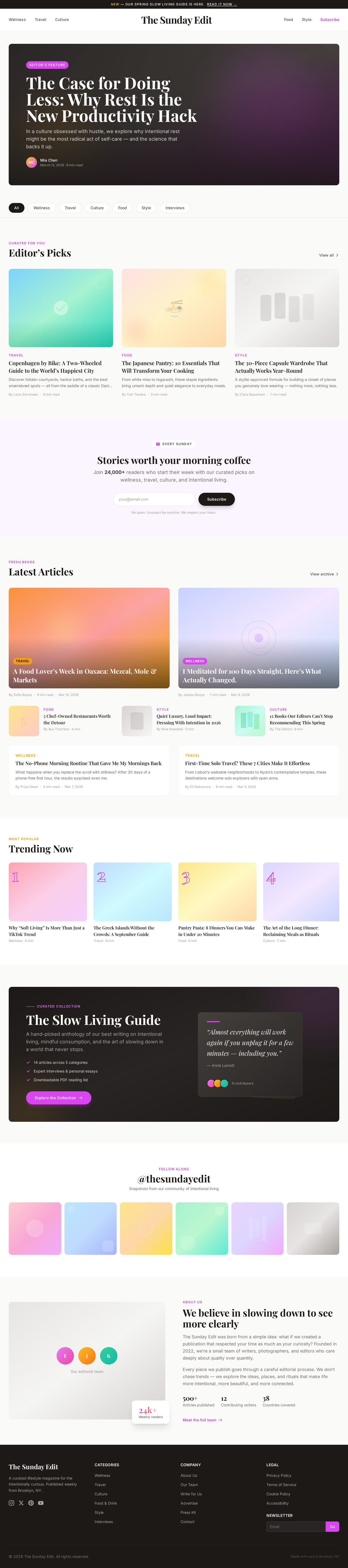 lifestyle blog homepage generated by Claude