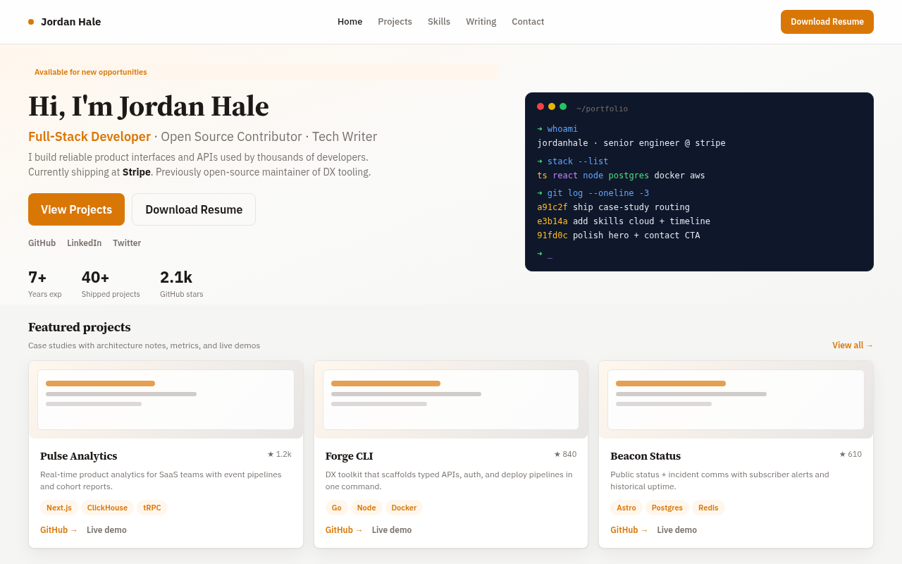 Developer portfolio generated by Claude
