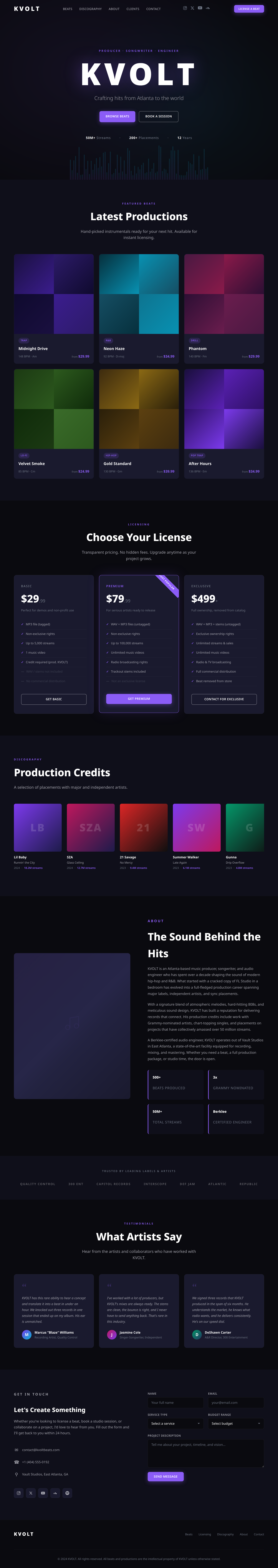 music producer portfolio generated by Claude