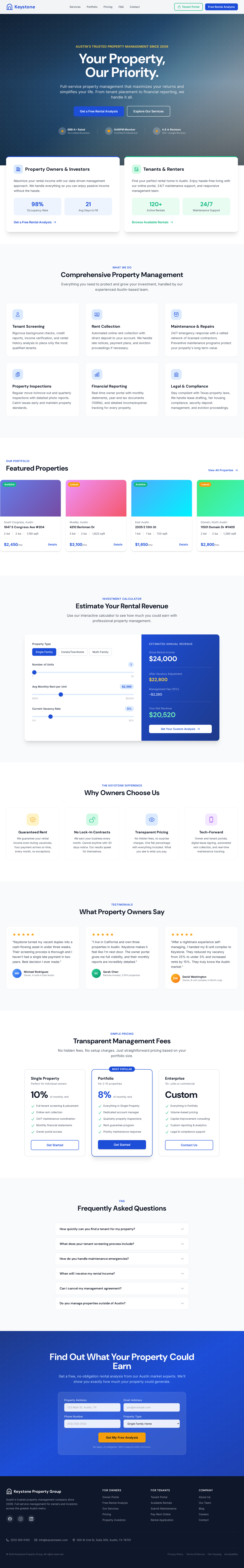 property management homepage generated by Claude