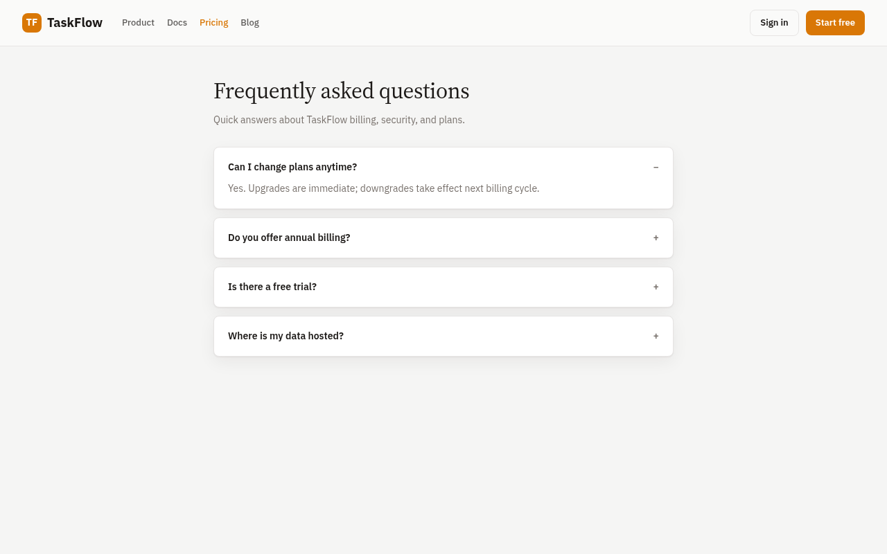 saas faq page generated by Claude