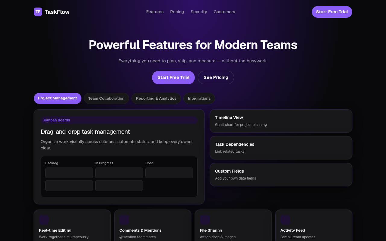 saas features page generated by v0