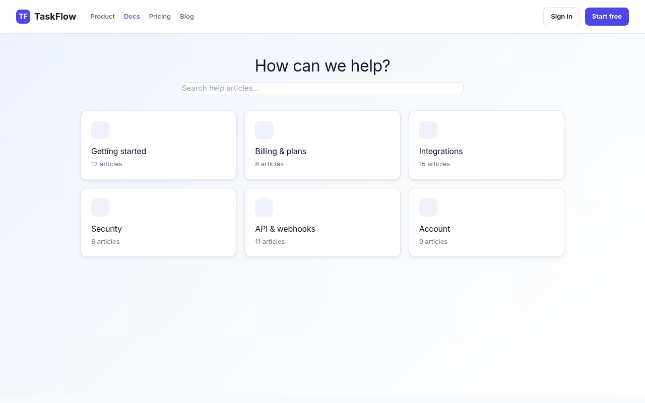 saas help center page generated by ChatGPT