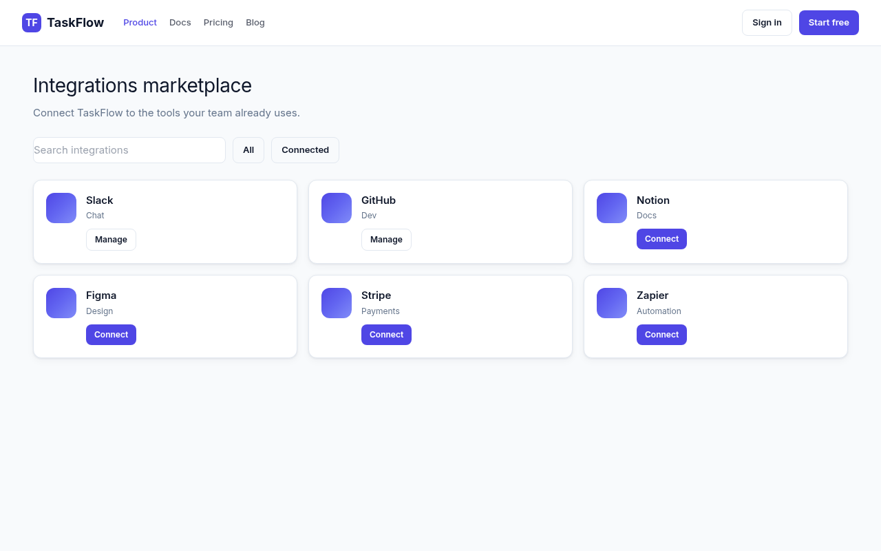 saas integrations marketplace generated by ChatGPT