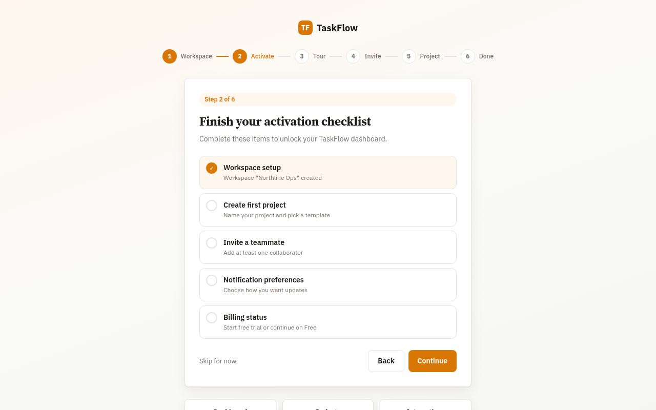 saas onboarding flow generated by Claude