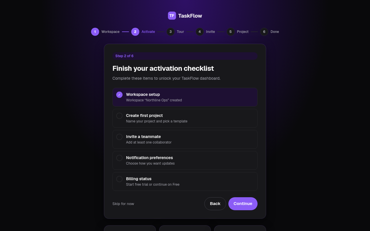 saas onboarding flow generated by v0