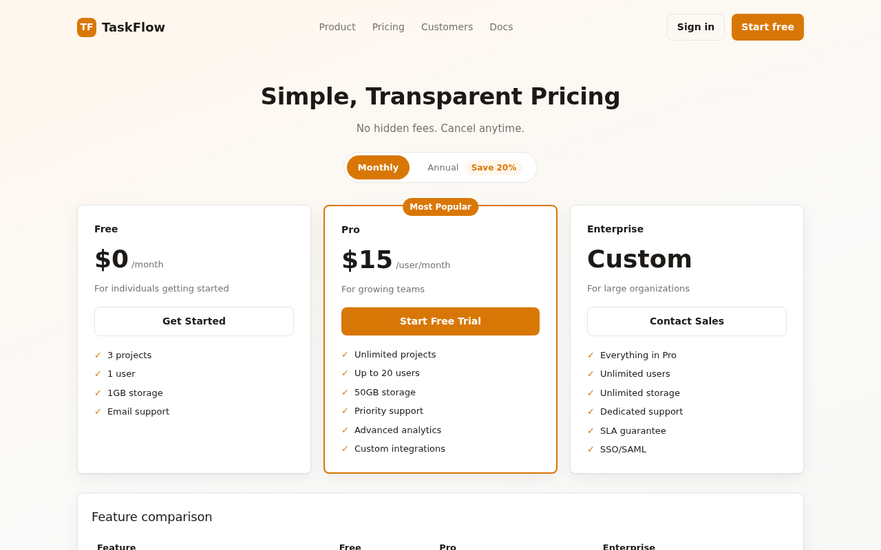 saas pricing page generated by Claude