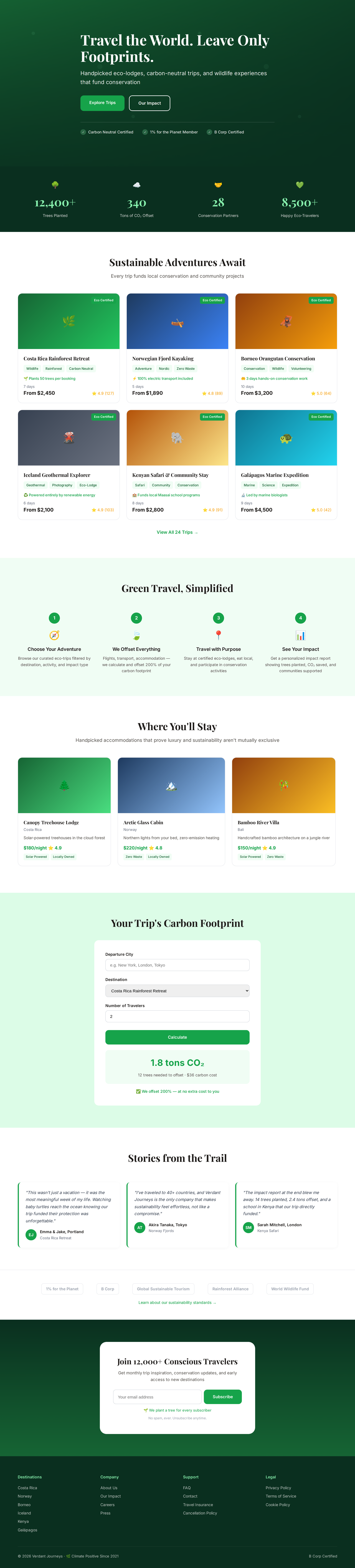 eco tourism landing page generated by Claude